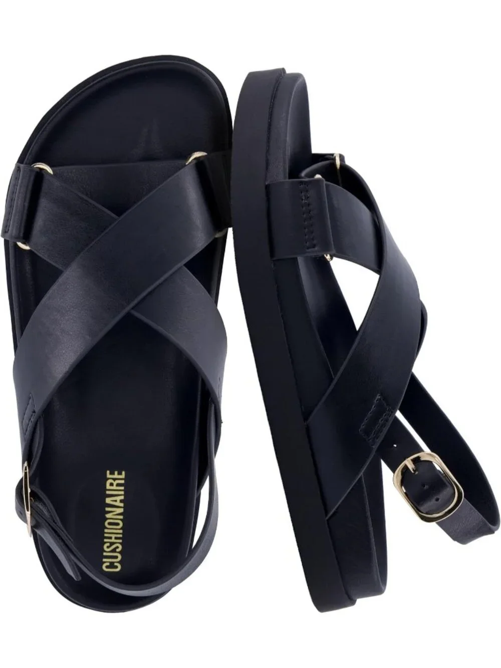 Women's Black Comfortable Arch Support Foam Eden Footbed Platform Sandal Shoes